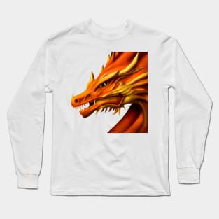 Orange Chinese Dragon Long Sleeve T-Shirt